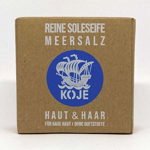 Haut- und Haarseife "Reine Soleseife Meersalz", handgesiedet – 100g,Vegan,Palmölfrei,Plastikfrei,Koje,für Raue Haut,ohne Duftstoffe