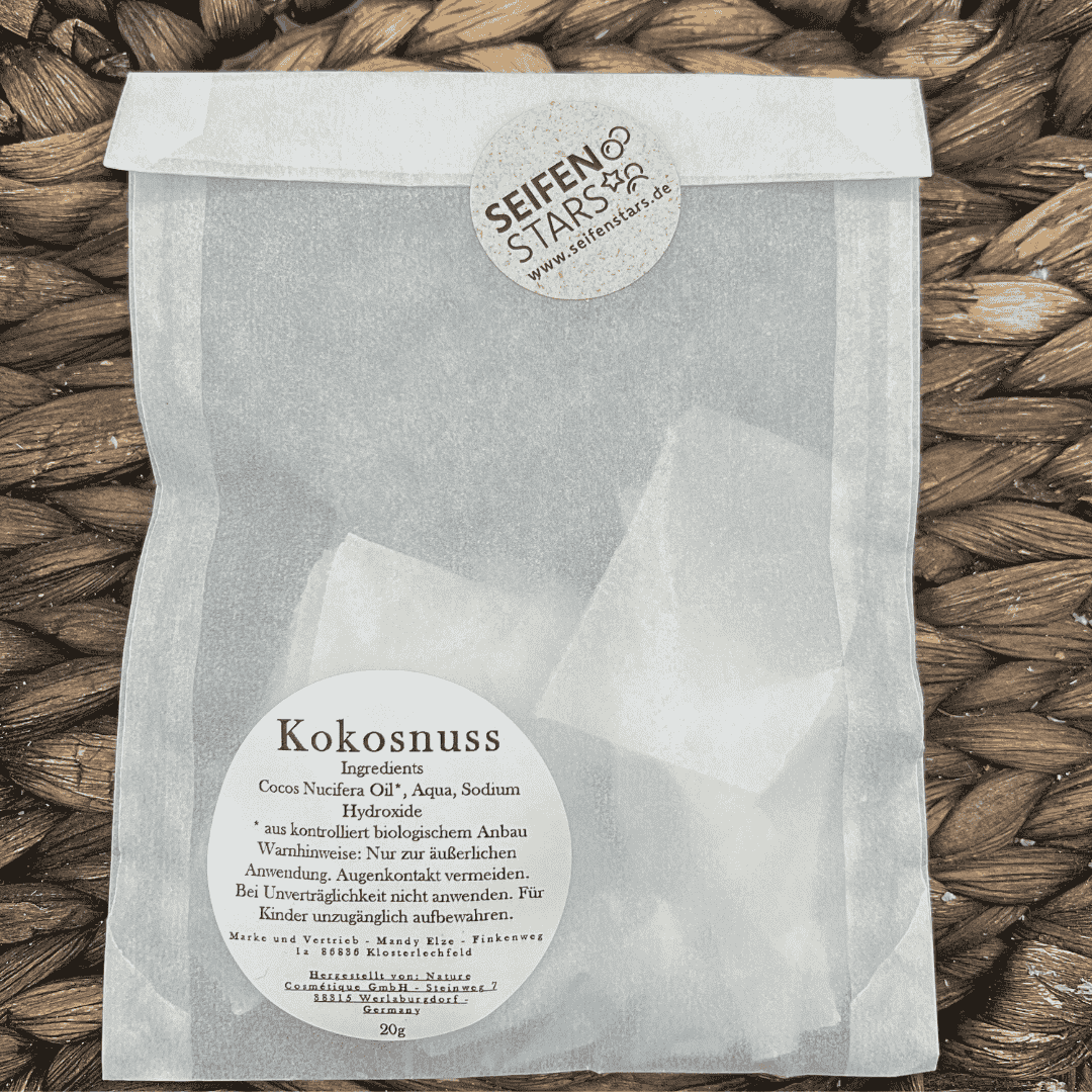 kokosnussfleisch aufbewahren Refill-Set NaturseifenplĂ€ttchen to go Kokosnuss 20g von seifenstars đ«§