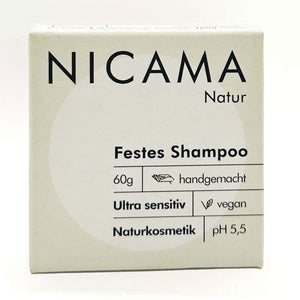 Shampoo "Natur (sensitiv)" – 60g,Nicama,Vegan,Palmölfrei,Plastikfrei,Naturkosmetik,handgemacht,Ultra sensitiv