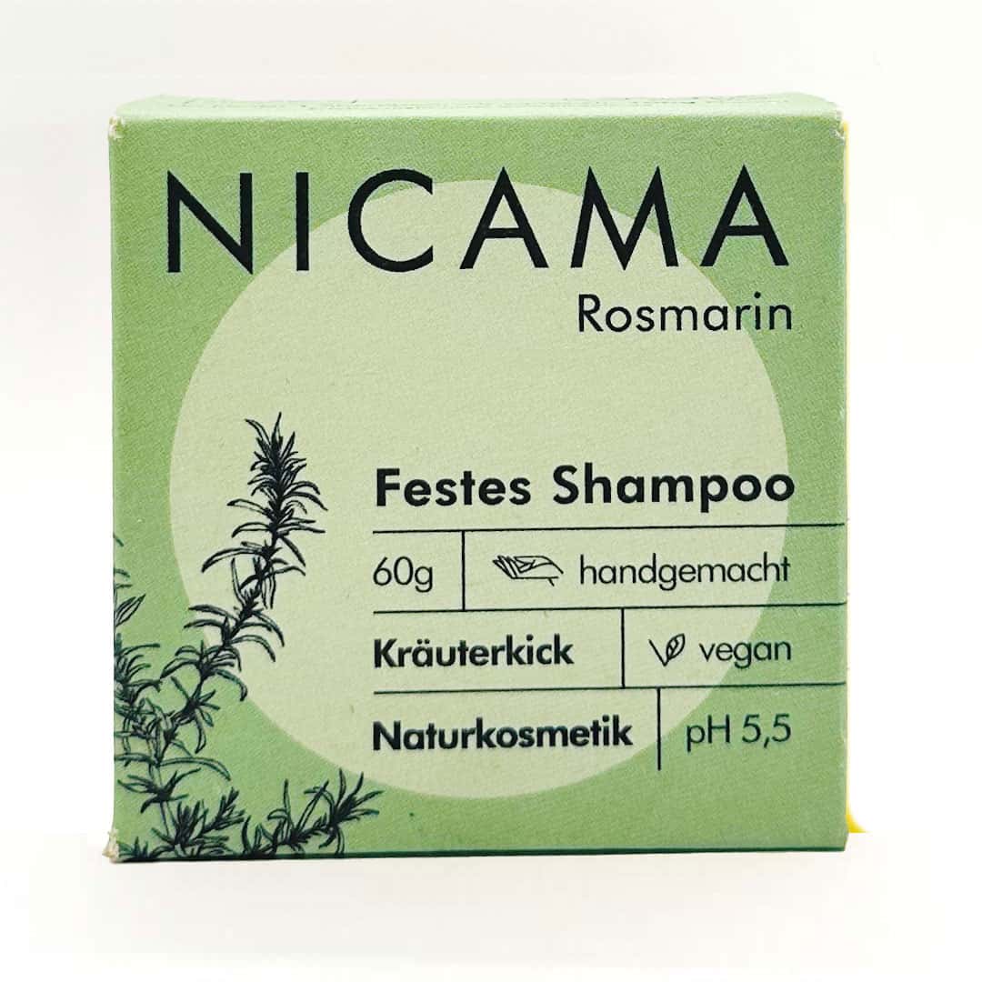 Shampoo "Rosmarin" – 60g,Nicama,vegan,Palmölfrei,Plasikfrei,Naturkosmetik,Handgemacht,Kräuterkick,festes Shampoo