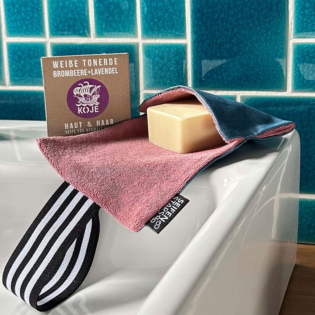 Start-Set "Travel Berry" Seifentasche mit Koje Seife Brombeere+Lavendel für normale Haut