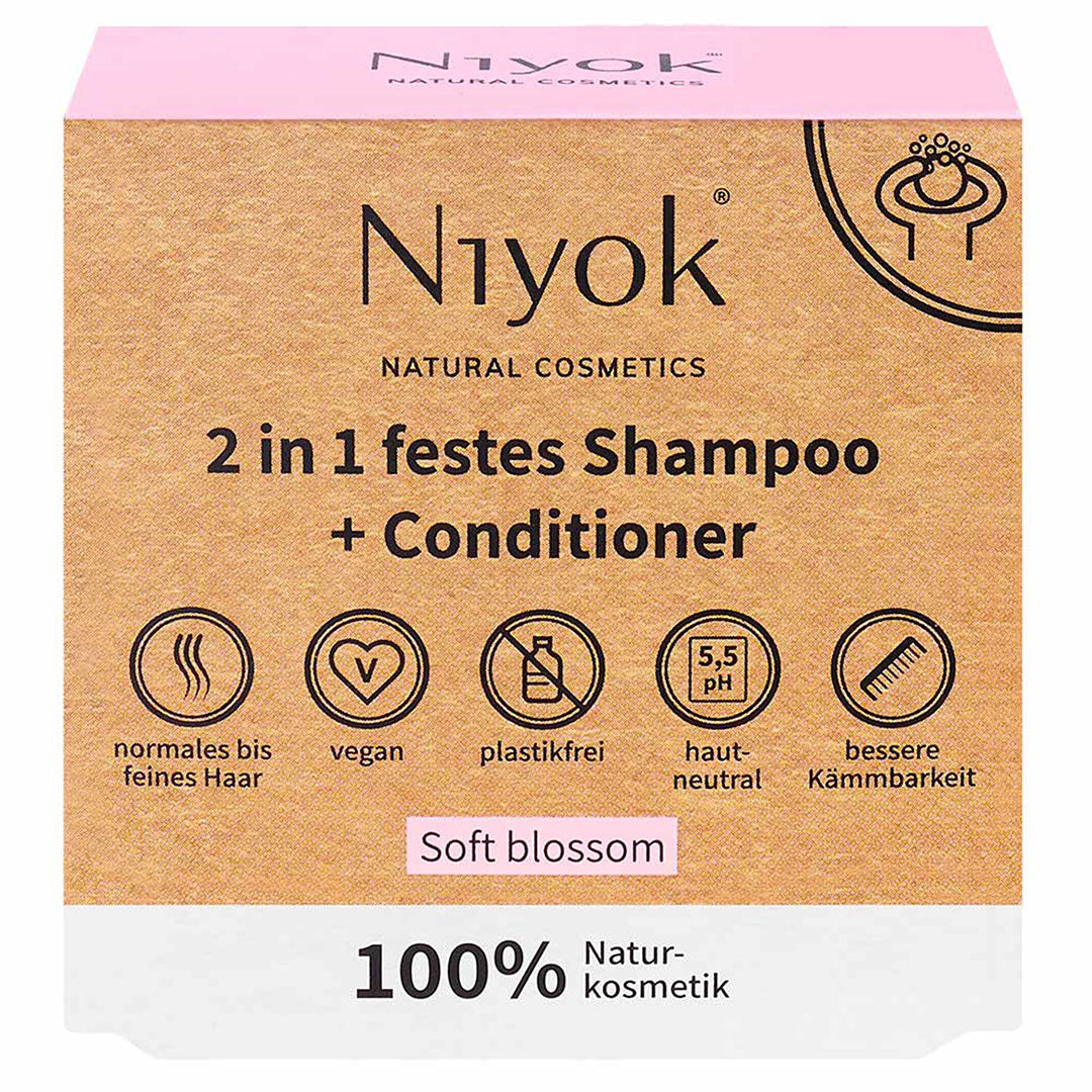 2 in 1 festes Shampoo+Conditioner Niyok Soft Blossom